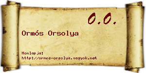 Ormós Orsolya névjegykártya